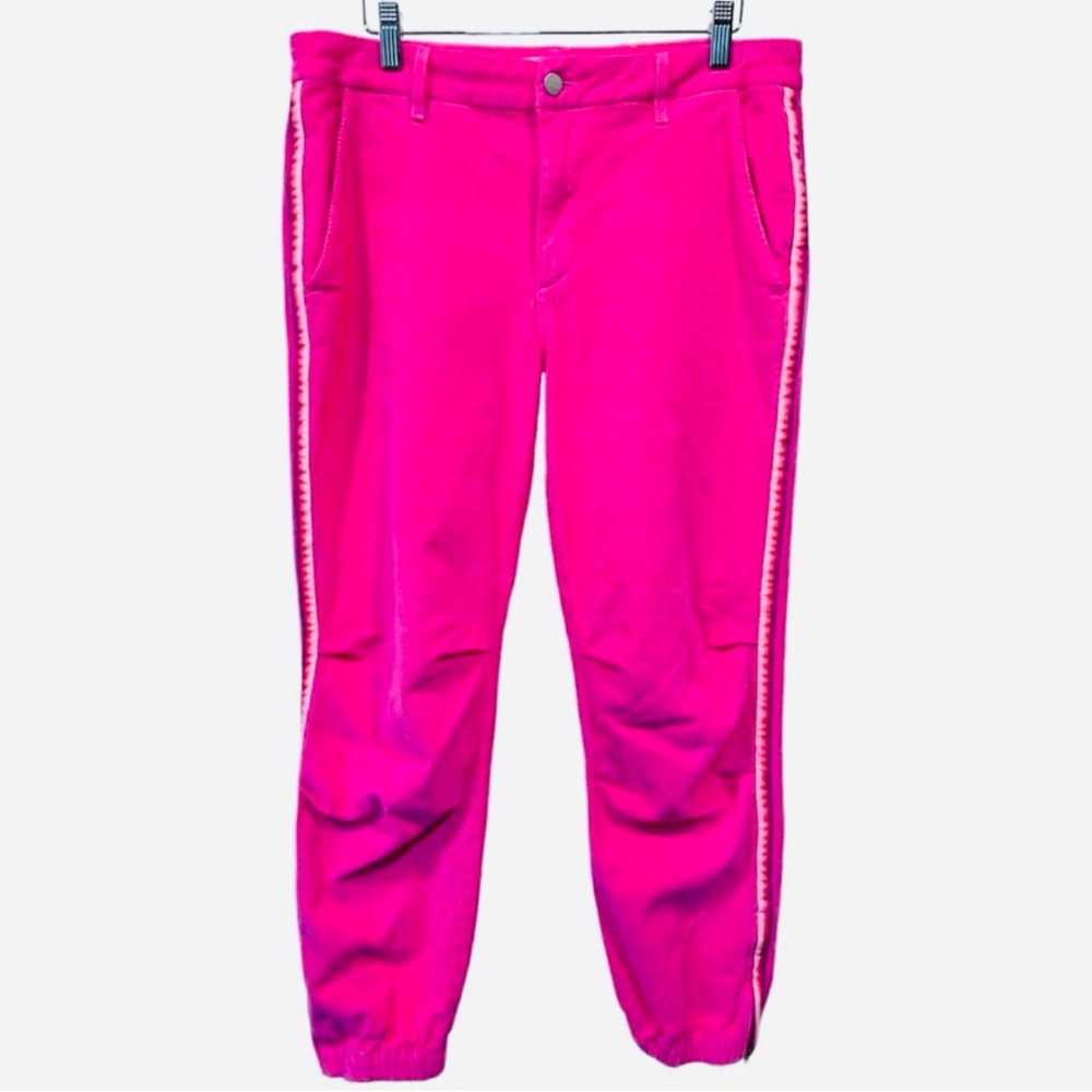 Sundry Micro Cord Hot Pink Zip Jogger Pants